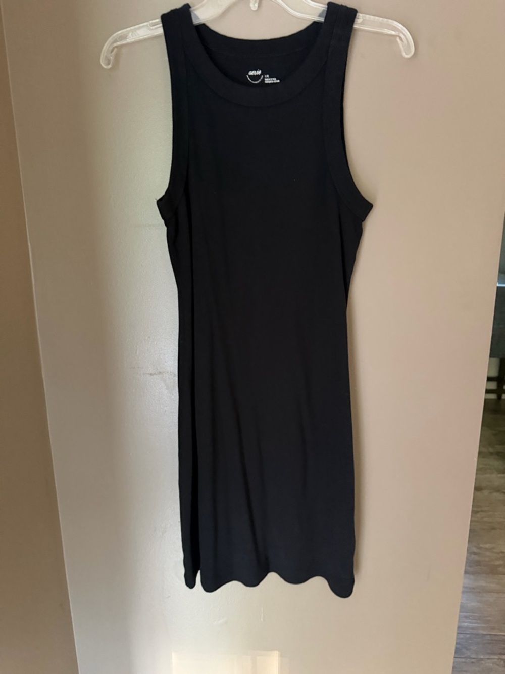 Aerie Black Ribbed Sleeveless Midi Dress Size Large
